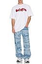 view 5 of 5 5 Pocket Laser Printed Patched Pants in Light Indigo