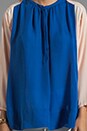 view 3 of 4 Drapy Touch Fliro Silk Colorblock Top in Cobalt