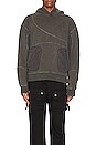 view 3 of 4 Cold-Dye Paneled Hoodie in Dark Gray