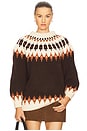 view 1 of 4 Kathleen Fair Isle Pullover in Chocolate Stripe