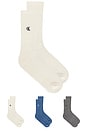 view 1 of 3 3 Pack Jeans Cushion Crew Socks in Blue Multi