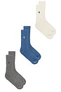 view 2 of 3 3 Pack Jeans Cushion Crew Socks in Blue Multi