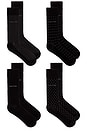 view 1 of 2 4 Pack Rayon Flat Knit Dress Crew Socks in Black