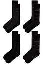 view 2 of 2 4 Pack Rayon Flat Knit Dress Crew Socks in Black
