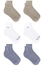 view 1 of 4 6 Pack Basic Cushion Quarter Socks in White Assorted