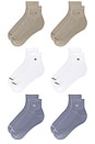 view 2 of 4 6 Pack Basic Cushion Quarter Socks in White Assorted