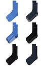 view 2 of 4 6 Pack Recycled Poly Cushion Crew Socks in Blue Assorted