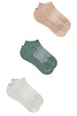 view 2 of 5 3 Pack Cushion Recycled No Show Socks in Beige Assorted