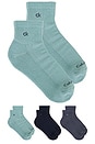 view 1 of 5 6 Pack Basic Cushion Quarter Socks in Blue Assorted