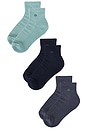 view 3 of 5 6 Pack Basic Cushion Quarter Socks in Blue Assorted
