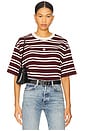 view 1 of 5 Heavyweight Stripe Jersey Tee in Deep Rouge