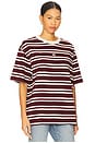 view 2 of 5 Heavyweight Stripe Jersey Tee in Deep Rouge