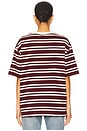 view 3 of 5 Heavyweight Stripe Jersey Tee in Deep Rouge