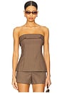 view 1 of 5 London Strapless Top in Fawn Plaid