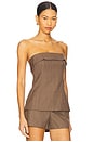 view 2 of 5 London Strapless Top in Fawn Plaid