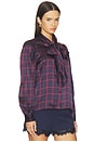 view 2 of 4 Rema Charmeuse Top in Plum Plaid