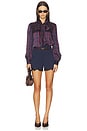 view 5 of 4 Rema Charmeuse Top in Plum Plaid