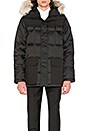 view 1 of 7 Callaghan Coyote Fur Trim Parka in Black & Black