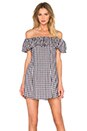 view 1 of 4 Spanish Shoulderless Mini Dress in Navy Gingham