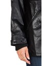 view 6 of 6 Vegan Leather Hooded Parka with Faux Fur Trim in Black