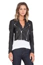 view 2 of 3 Leather Racing Moto Jacket in Black