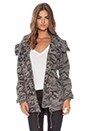 view 2 of 6 Vegan Fur Hooded Parka in Grey Camouflage