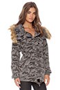 view 4 of 6 Vegan Fur Hooded Parka in Grey Camouflage