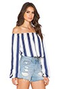 view 2 of 4 Off The Shoulder Peasant Top in Navy Stripe