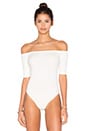 view 2 of 4 Short Sleeve Shoulderless Bodysuit in White