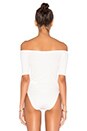 view 4 of 4 Short Sleeve Shoulderless Bodysuit in White
