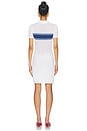view 3 of 4 Mesh Stripe Jacquard Dress in White & Blue