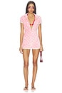 view 1 of 4 Velour Monogram Romper in Pink & White