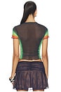 view 3 of 4 Scallop Short Sleeve Printed Mesh Top in Multi