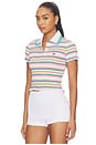 view 2 of 5 Stripe Shirred Polo Top in Jersey Stripe