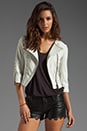 view 1 of 6 Embellished Cropped Leather Jacket in Blanc