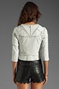 view 3 of 6 Embellished Cropped Leather Jacket in Blanc
