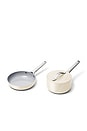 view 2 of 4 Non-stick Ceramic Mini Fry Pan & Mini Sauce Pan Duo in Cream