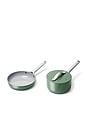 view 1 of 3 LOT DE MINI DUOS NON-STICK CERAMIC MINI FRY PAN & MINI SAUCE PAN DUO in Sage