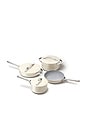view 1 of 4 LOT DE CASSEROLES NON-TOXIC CERAMIC NON-STICK COOKWARE SET in Cream