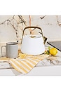 view 3 of 4 Whistling Tea Kettle in White & Gold