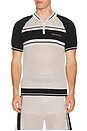 view 1 of 5 Metallic Mesh Stripe Zip Polo in Silver & Black