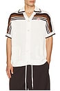 view 1 of 5 Crochet Short Sleeve Shirt in White & Brown