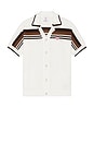 view 4 of 5 Crochet Short Sleeve Shirt in White & Brown