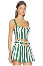 view 2 of 4 Claudine Top in Green White Stripe