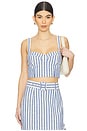 view 1 of 4 Claudine Top in Ivory Blue Striped Seersucker