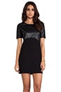view 1 of 5 Ponte/Light Weight Faux Leather Mix Elbow Sleeve Dress in Black