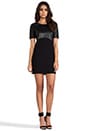 view 2 of 5 Ponte/Light Weight Faux Leather Mix Elbow Sleeve Dress in Black