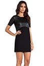 view 4 of 5 Ponte/Light Weight Faux Leather Mix Elbow Sleeve Dress in Black