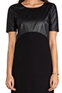 view 6 of 5 Ponte/Light Weight Faux Leather Mix Elbow Sleeve Dress in Black