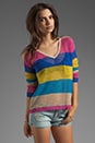 view 1 of 4 Linen Cotton Mesh Stripe Long Sleeve V-Neck Box Tee in Mirage